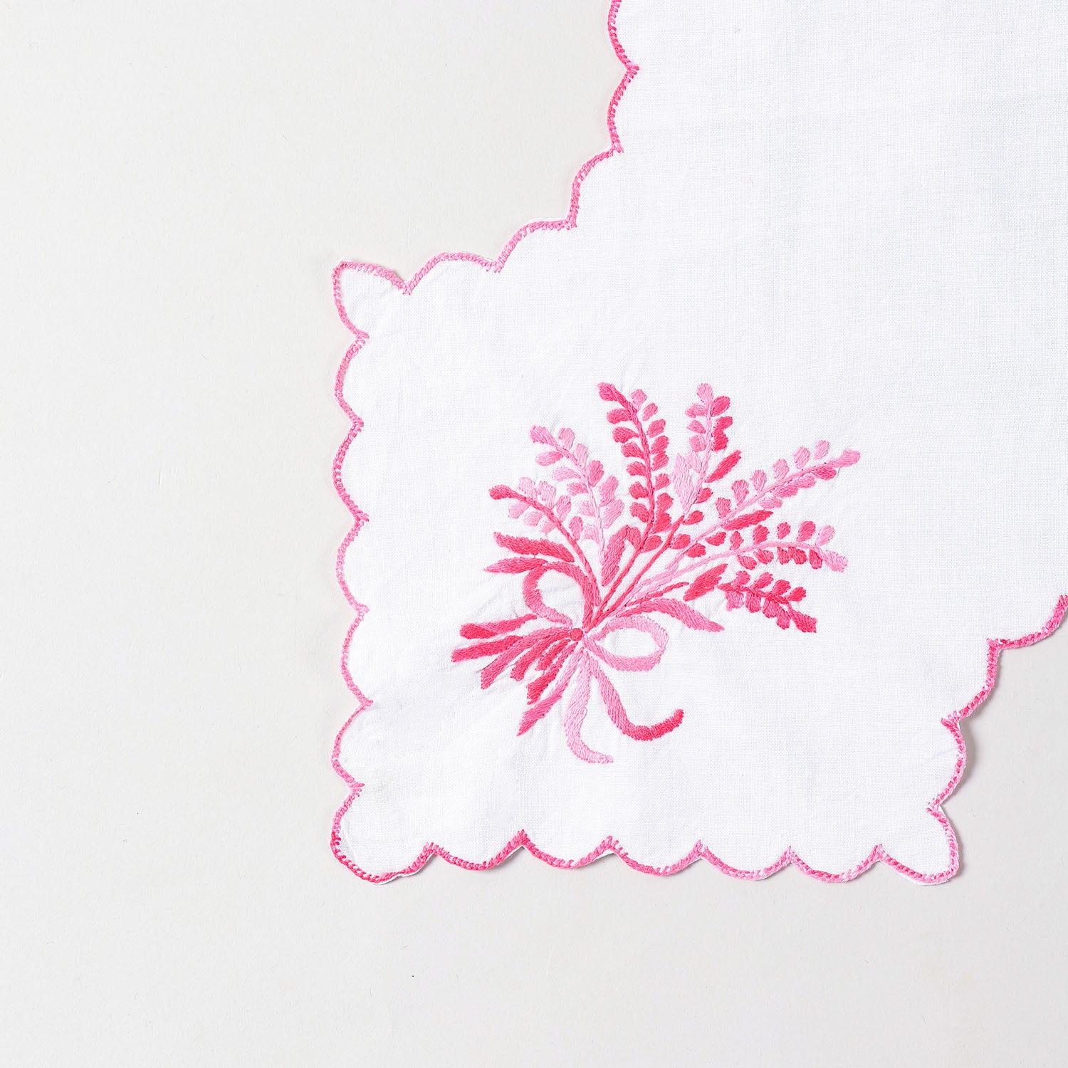 Daisies Embroidered Cotton Food Wrapper Set of 2, Pink & Blue