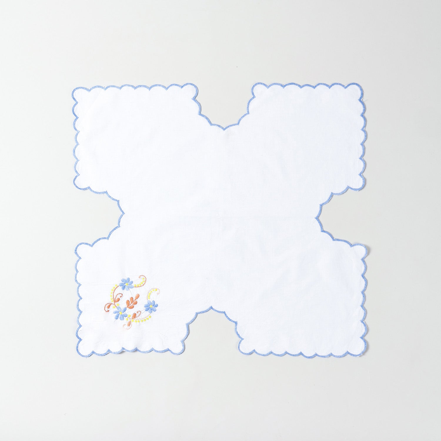 Blue Floral Trio Embroidered Cotton Food Wrapper Set of 2