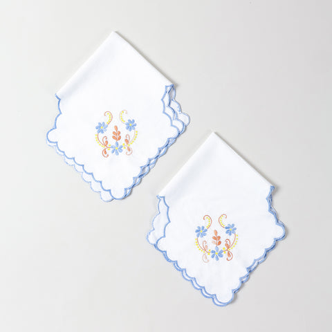 Blue Floral Trio Embroidered Cotton Food Wrapper Set of 2