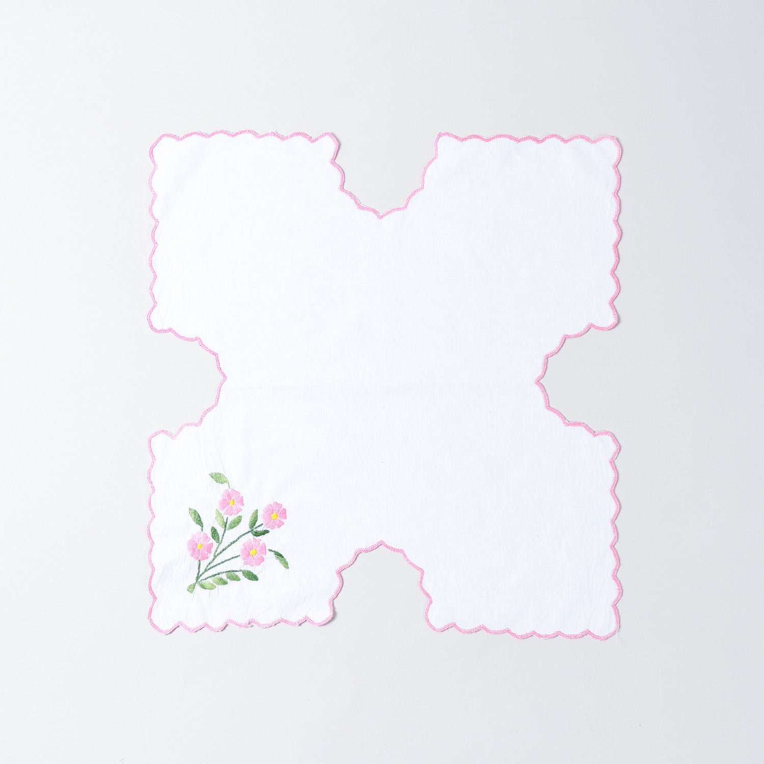 Pink Daisies Embroidered Chapati Cloth Set of 2