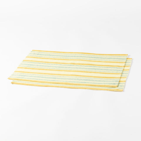 Yellow & Blue Striped Block Printed Table Mats - Eyaas
