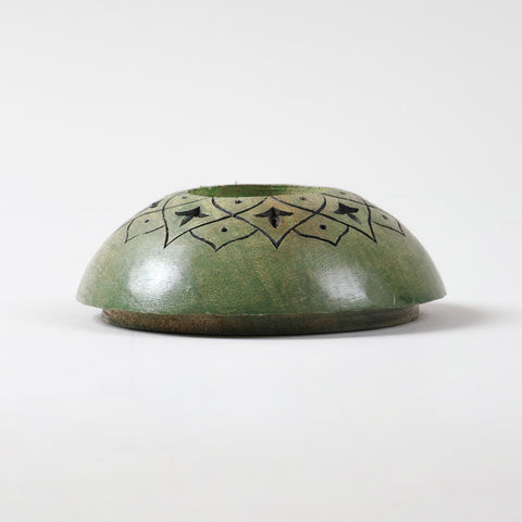 Handcarved T-Light Holder Set of 2, Red & Green