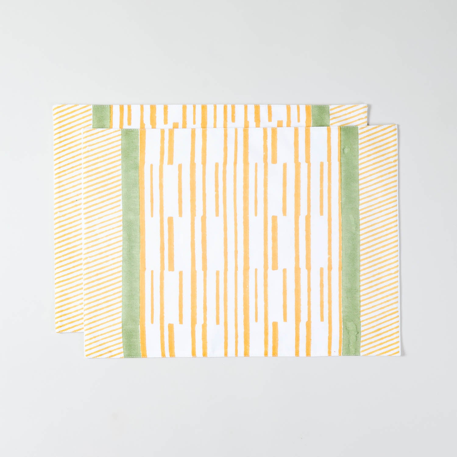 Orange Stripe Block Printed Placemat 13x18 Inches