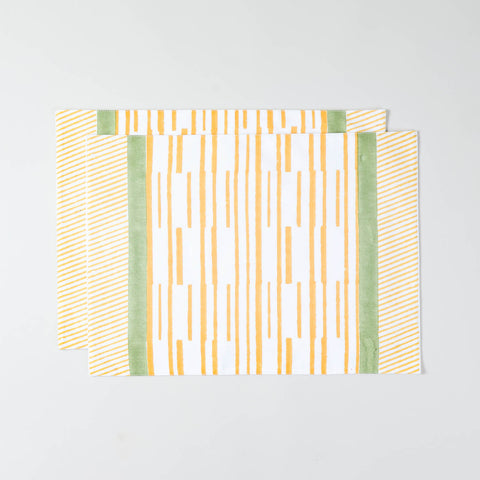 Orange Stripe Block Printed Placemat 13x18 Inches