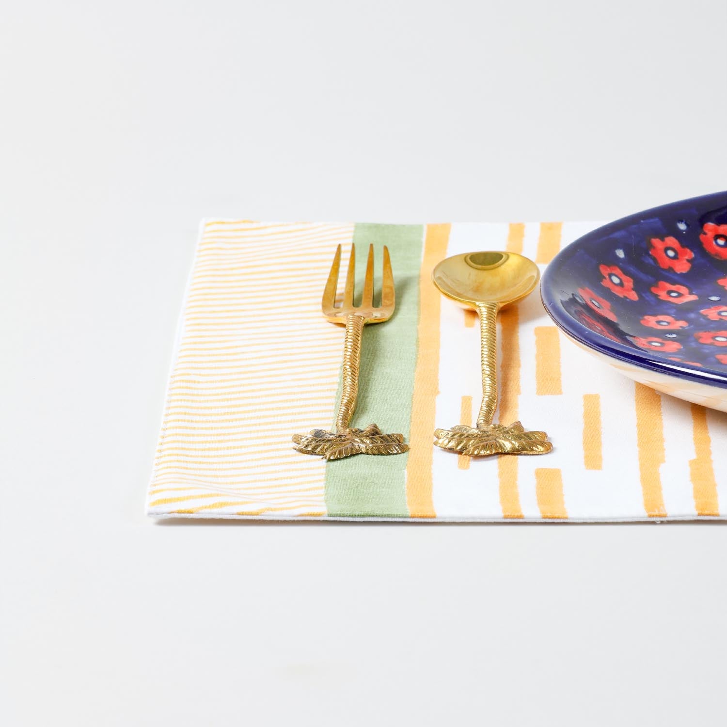 Orange Stripe Block Printed Placemat 13x18 Inches