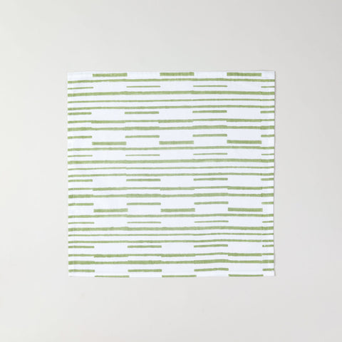 Green Stripe Block Printed Dinner Napkins 18x18