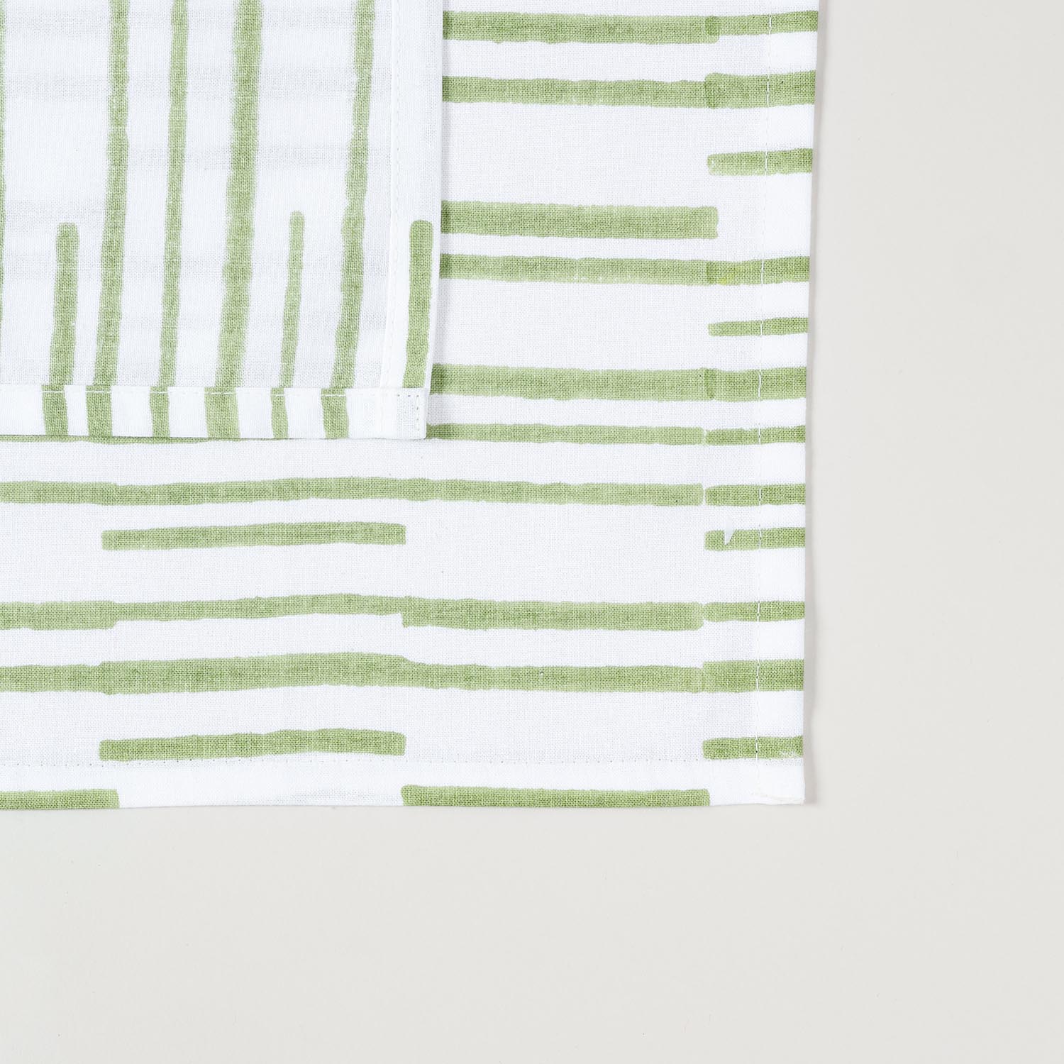 Green Stripe Block Printed Dinner Napkins 18x18
