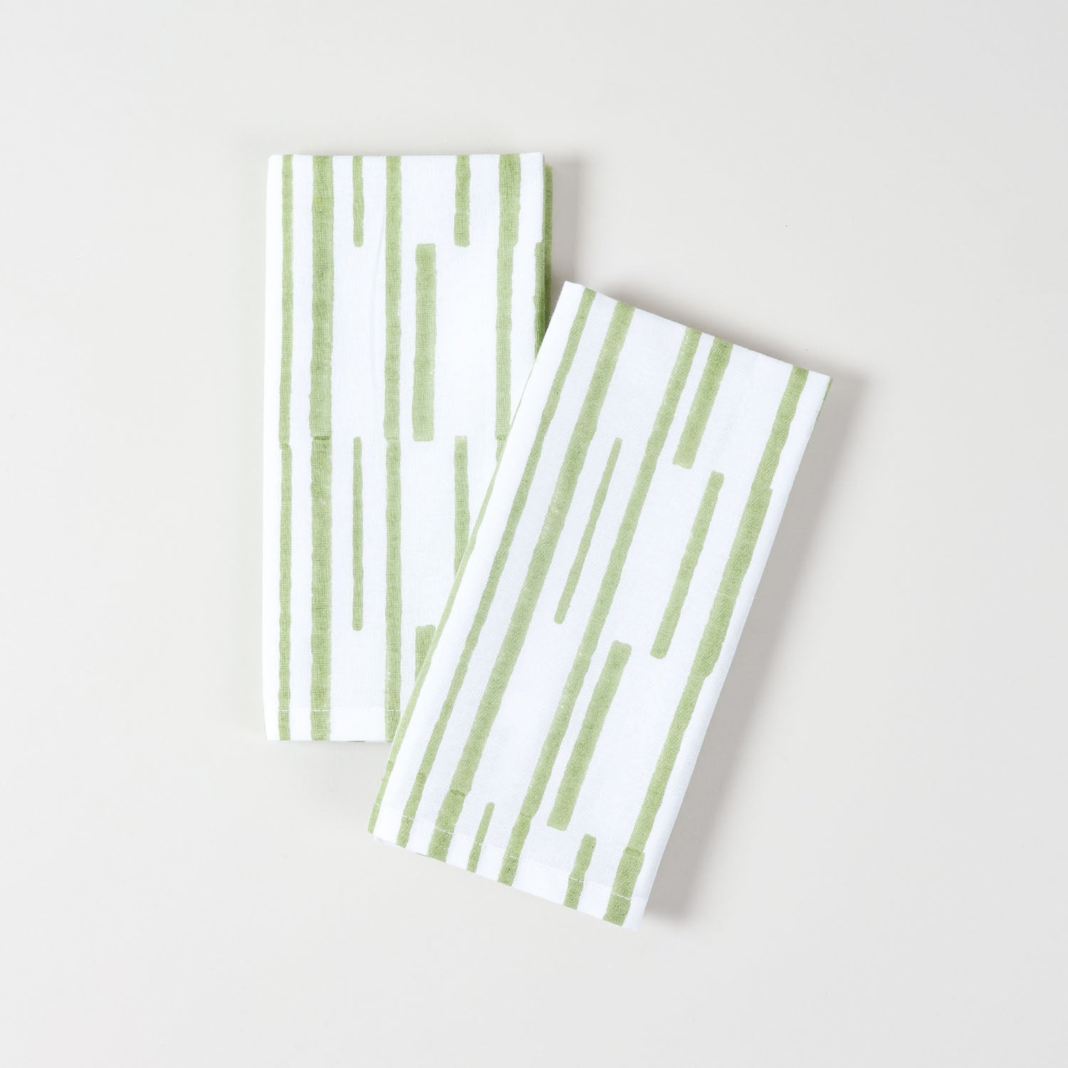 Green Stripe Block Printed Dinner Napkins 18x18
