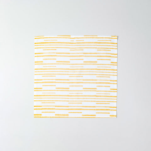 Yellow Stipe Block Printed Dinner Napkins 18x18