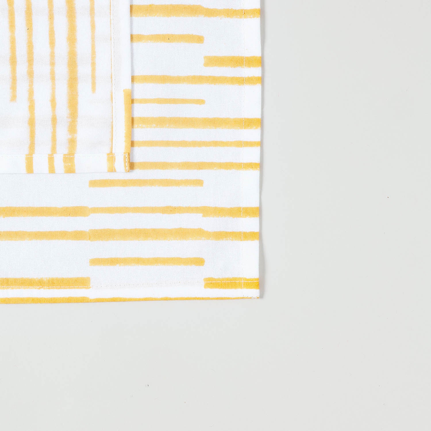 Yellow Stipe Block Printed Dinner Napkins 18x18