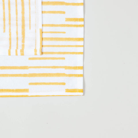 Yellow Stipe Block Printed Dinner Napkins 18x18