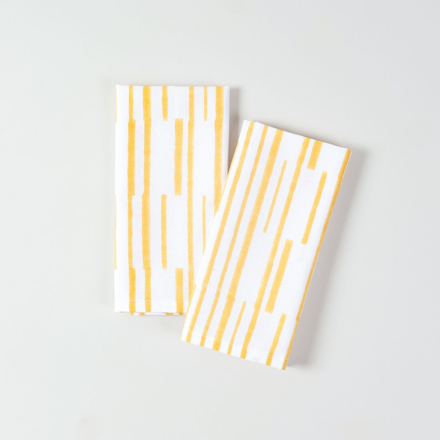Yellow Stipe Block Printed Dinner Napkins 18x18