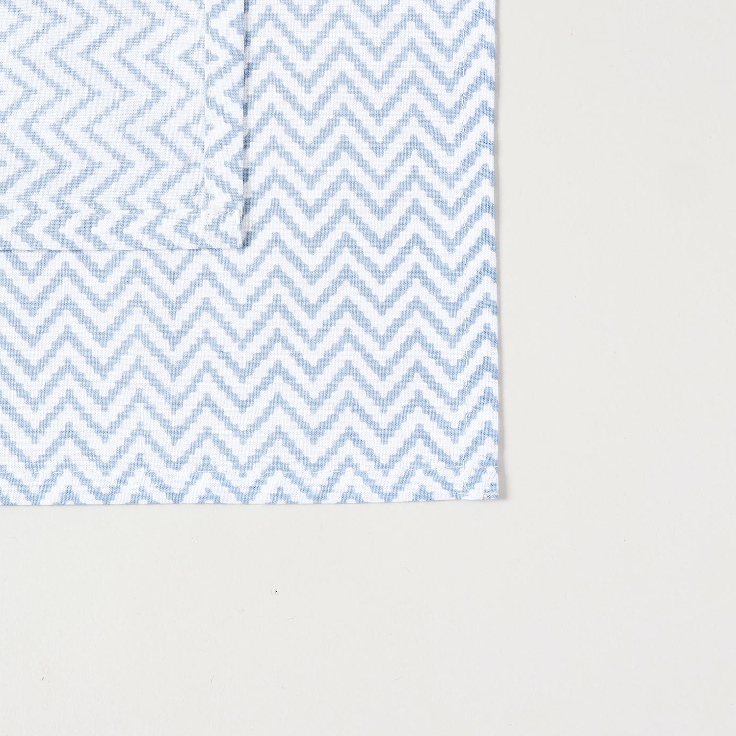 Light Blue Zigzag Block Printed Dinner Napkins 18x18