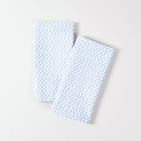 Light Blue Zigzag Block Printed Dinner Napkins 18x18