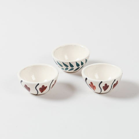 Round Ceramic Dip Bowls Set of 3 (Multi-Colour)