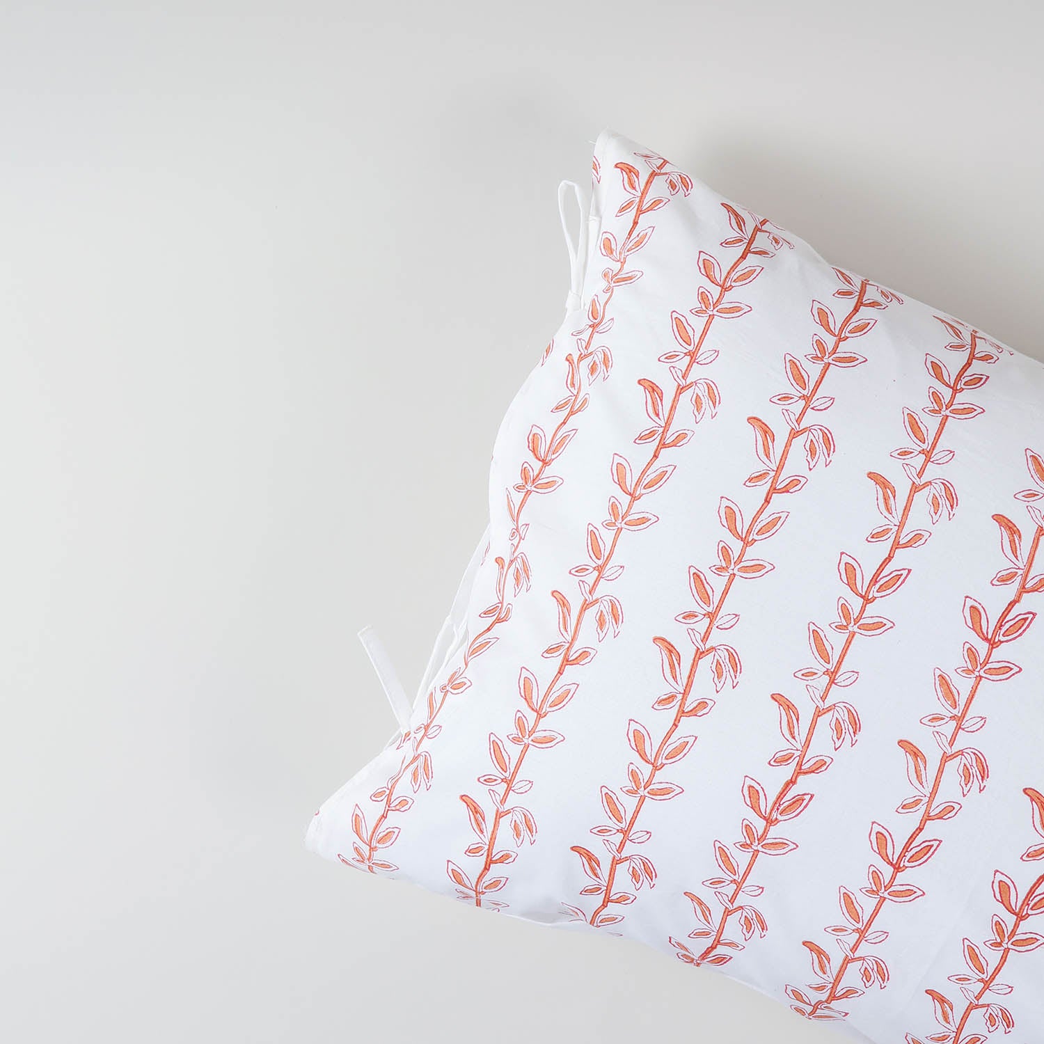 Brown & Red Climbing Vines Block Print Pillow Cover Set of 2