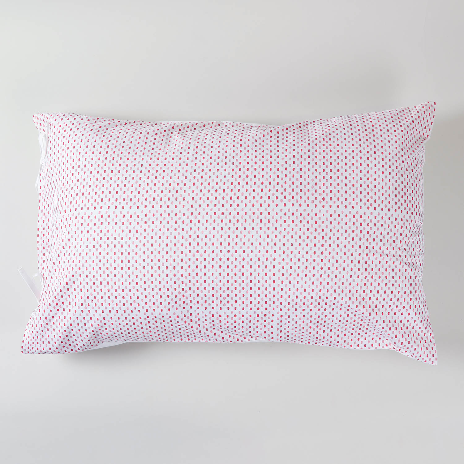 Pink & Red Dotted Lines  Block Print Pillow Cover Set of 2