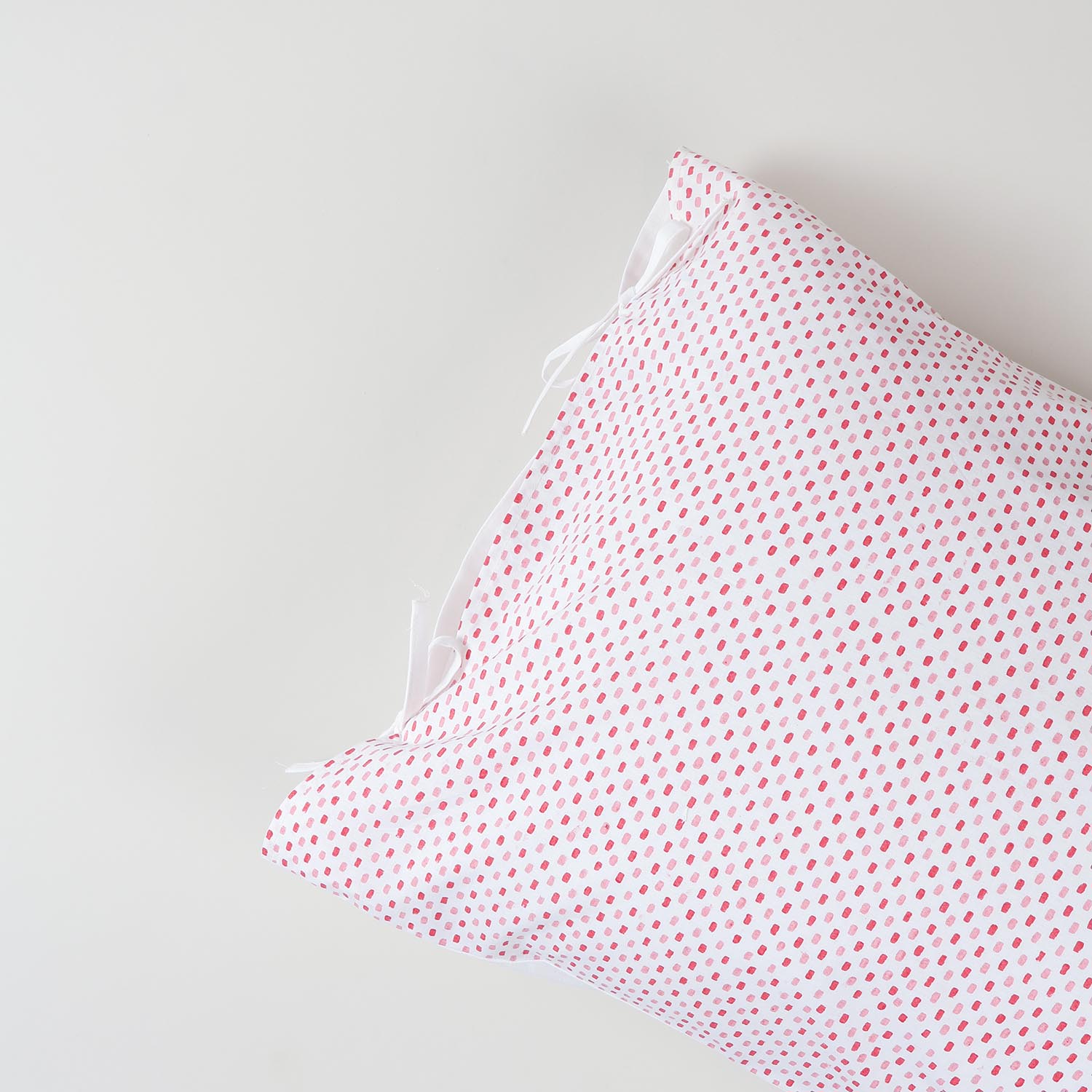 Pink & Red Dotted Lines  Block Print Pillow Cover Set of 2