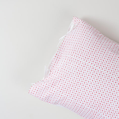 Pink & Red Dotted Lines  Block Print Pillow Cover Set of 2