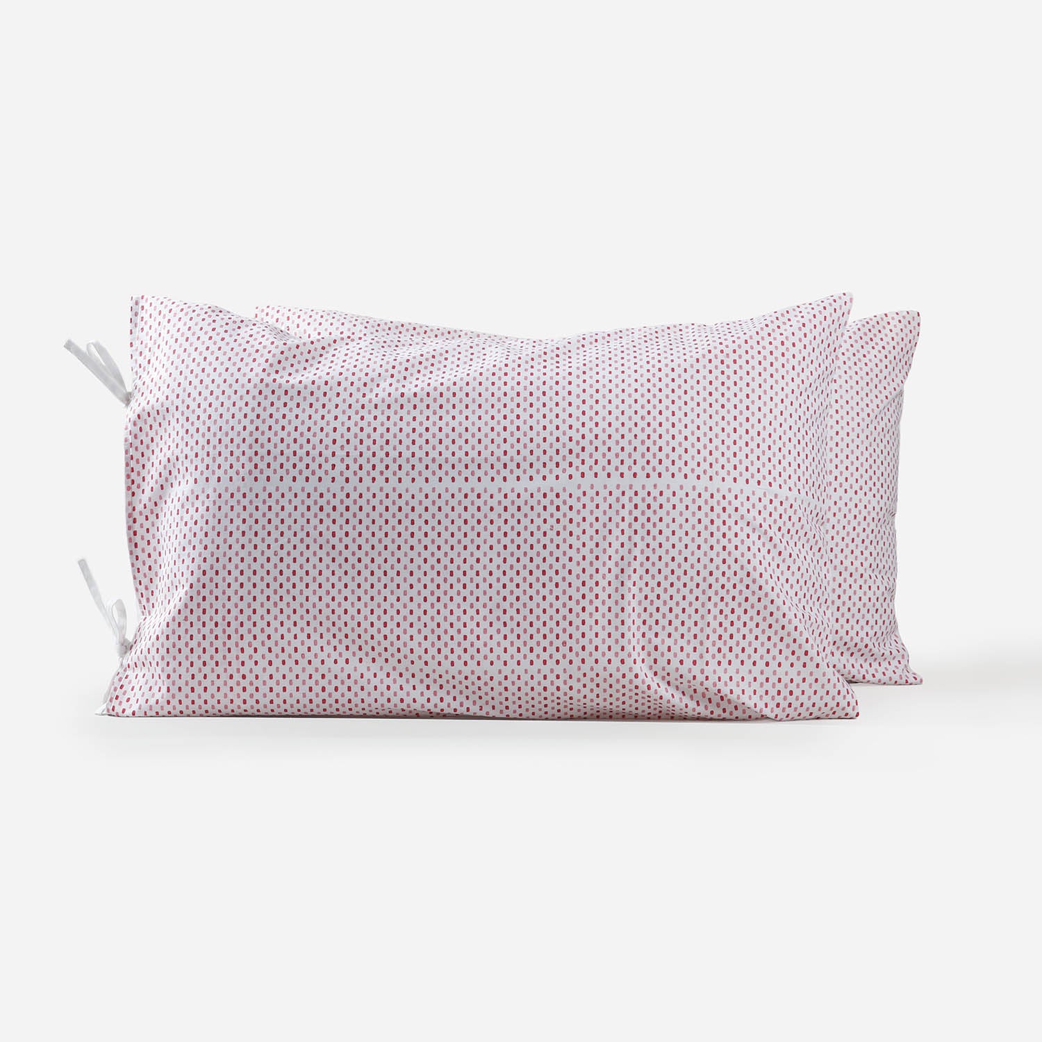 Pink & Red Dotted Lines  Block Print Pillow Cover Set of 2