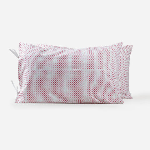 Pink & Red Dotted Lines  Block Print Pillow Cover Set of 2