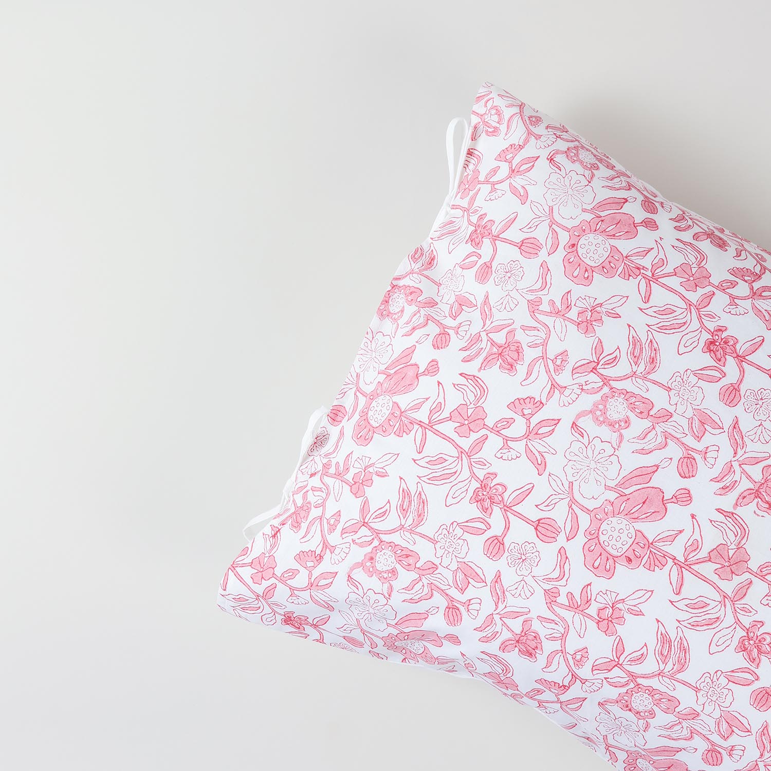 Pink & Red Floral Block Print Pillow Cover Set of 2