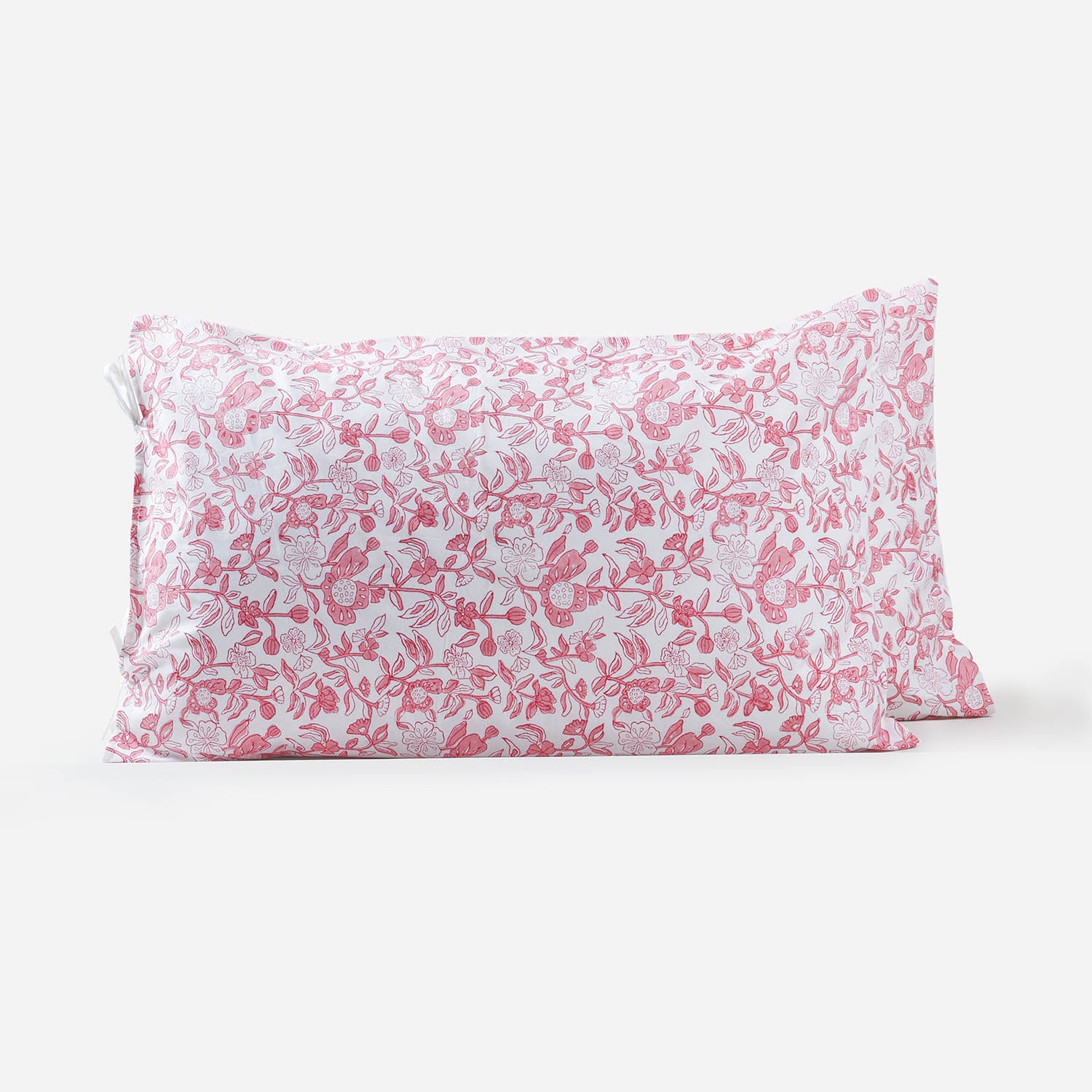 Pink & Red Floral Block Print Pillow Cover Set of 2