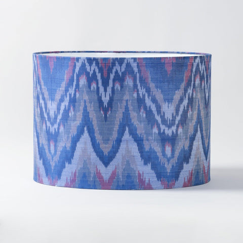 Handwoven Ikat Pendant Lampshade - Blue - Eyaas