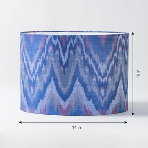Handwoven Ikat Pendant Lampshade - Blue - Eyaas