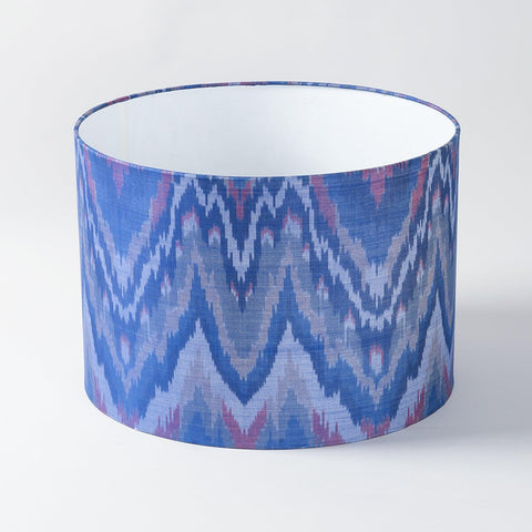 Handwoven Ikat Pendant Lampshade - Blue - Eyaas
