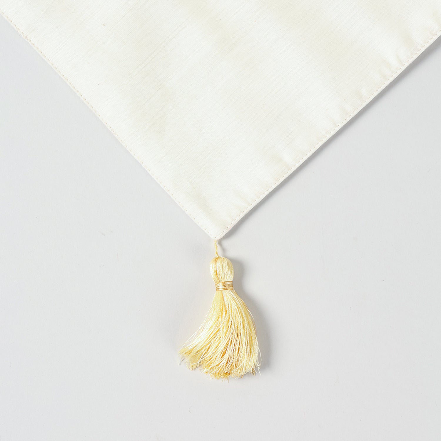 White Chanderi Handwoven Table Runner with Golden Motifs