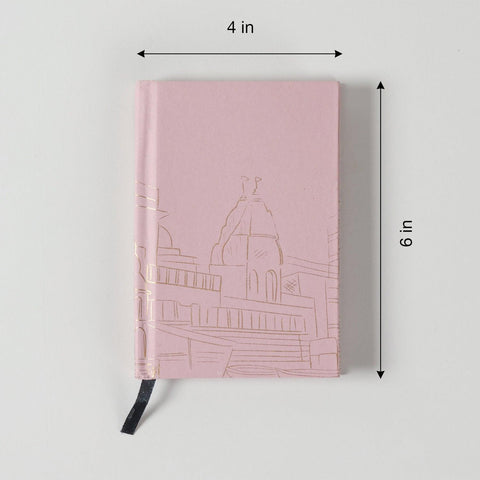 Handmade Printed Diary - Small, Pink - Eyaas