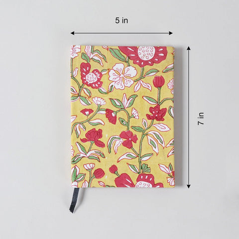 Block Printed Handmade Diary, Yellow - Eyaas