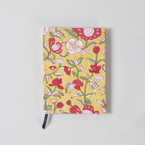 Block Printed Handmade Diary, Yellow - Eyaas