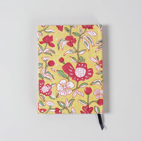 Block Printed Handmade Diary, Yellow - Eyaas