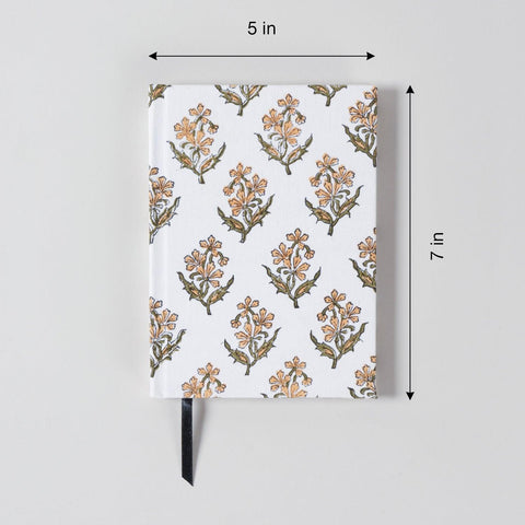 Block Printed Handmade Diary, White - Eyaas
