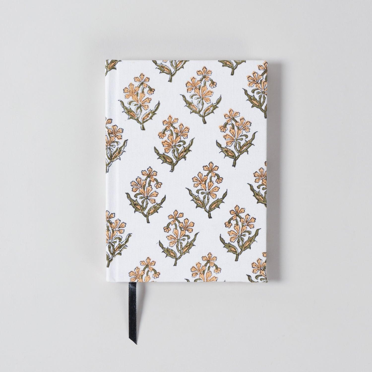 Block Printed Handmade Diary, White - Eyaas