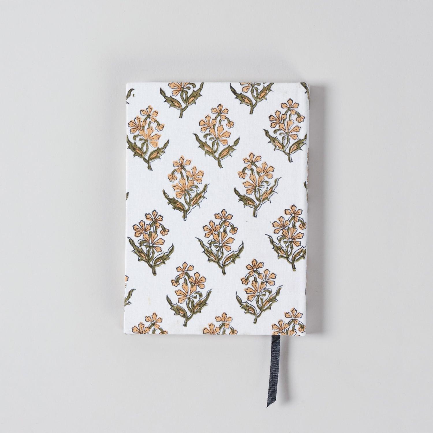 Block Printed Handmade Diary, White - Eyaas
