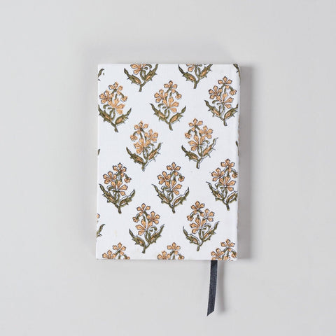 Block Printed Handmade Diary, White - Eyaas