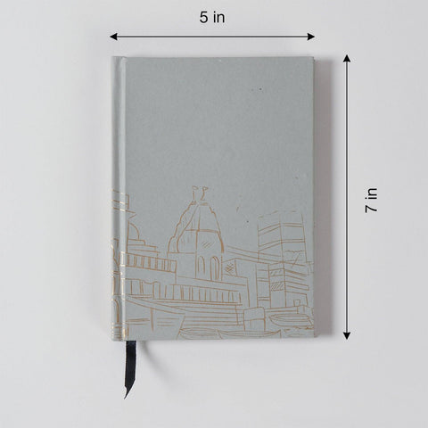 Handmade Printed Diary - Large, Grey - Eyaas