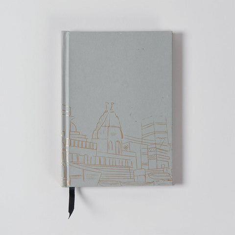 Handmade Printed Diary - Large, Grey - Eyaas