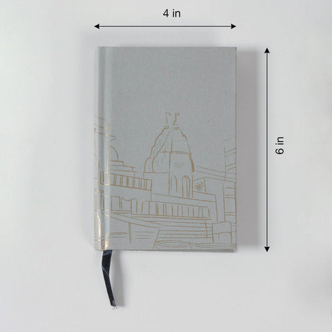 Handmade Printed Diary - Small, Grey - Eyaas
