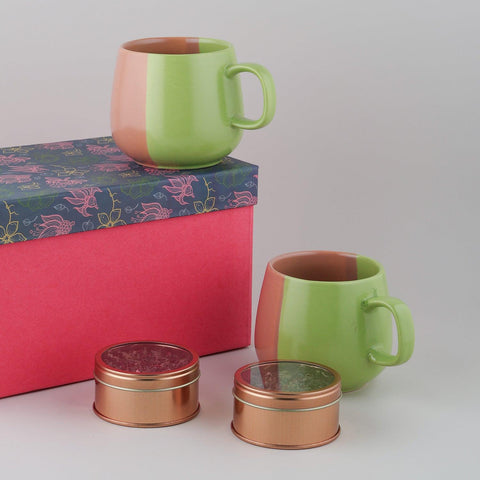 2 Cups & Hibiscus Mint Green Teas (40 gms) Set - Eyaas