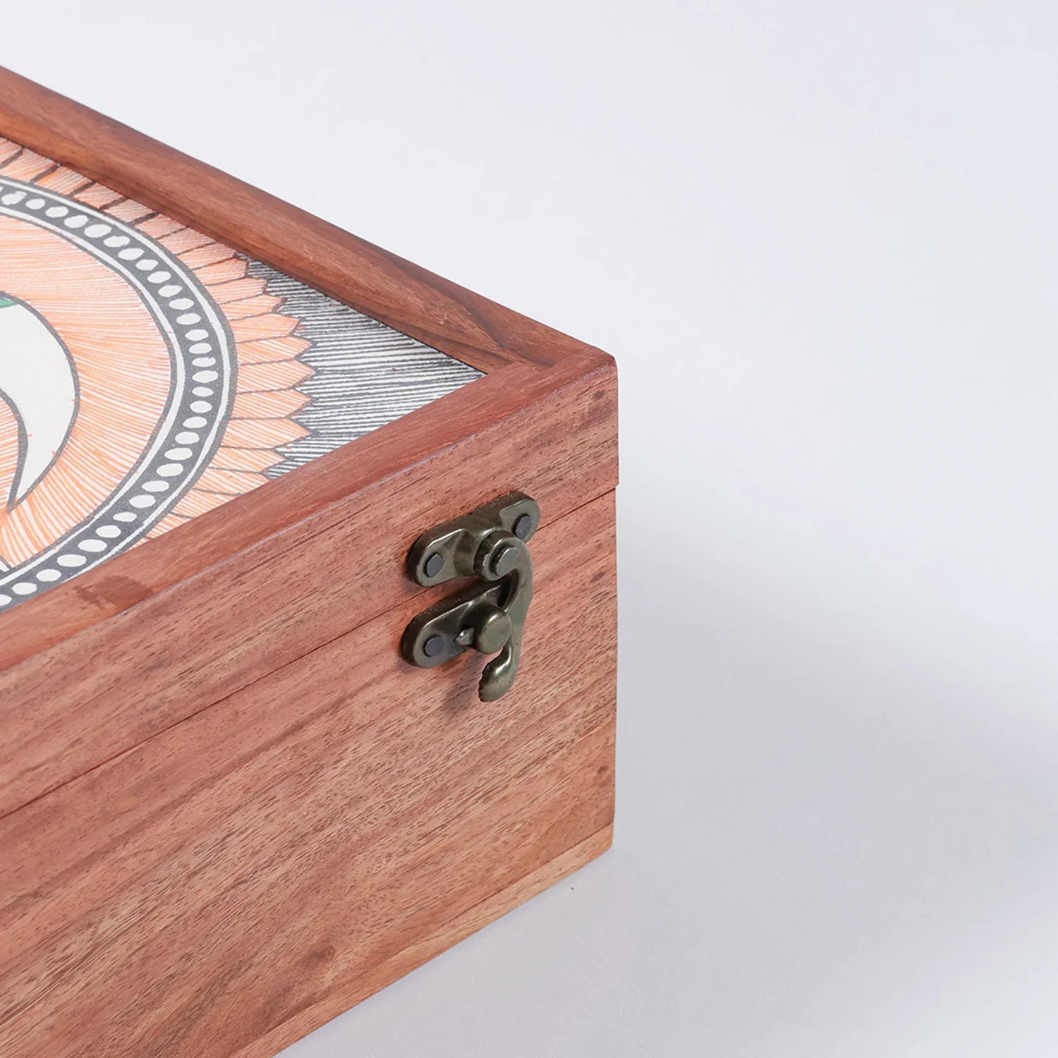 Madhubani Hand-Painted Square Wooden Box