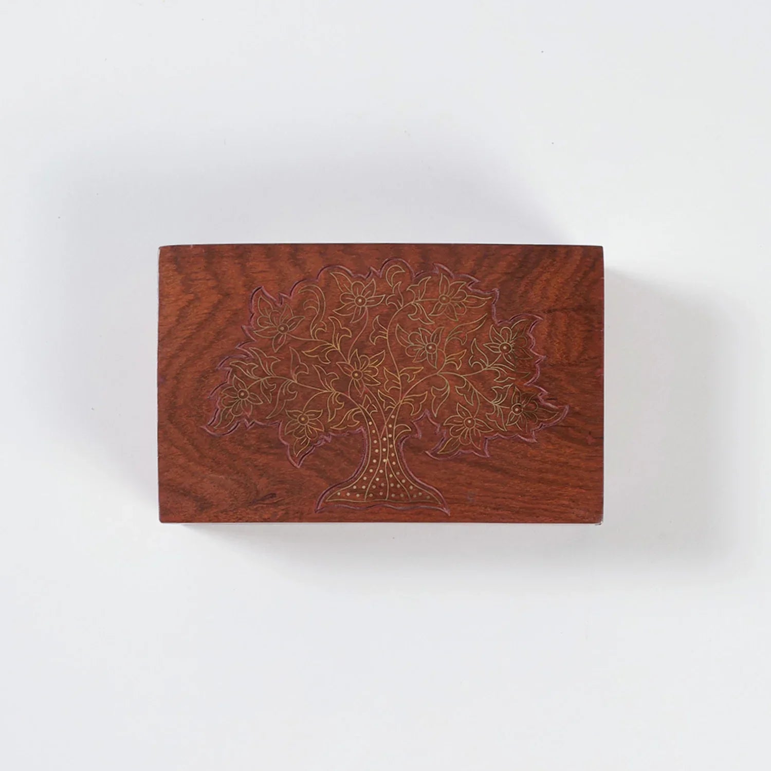 Tree of Life Brass Inlay Woden Box