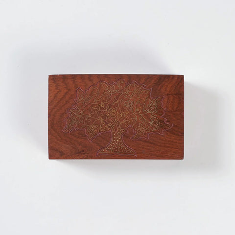 Tree of Life Brass Inlay Woden Box - Eyaas