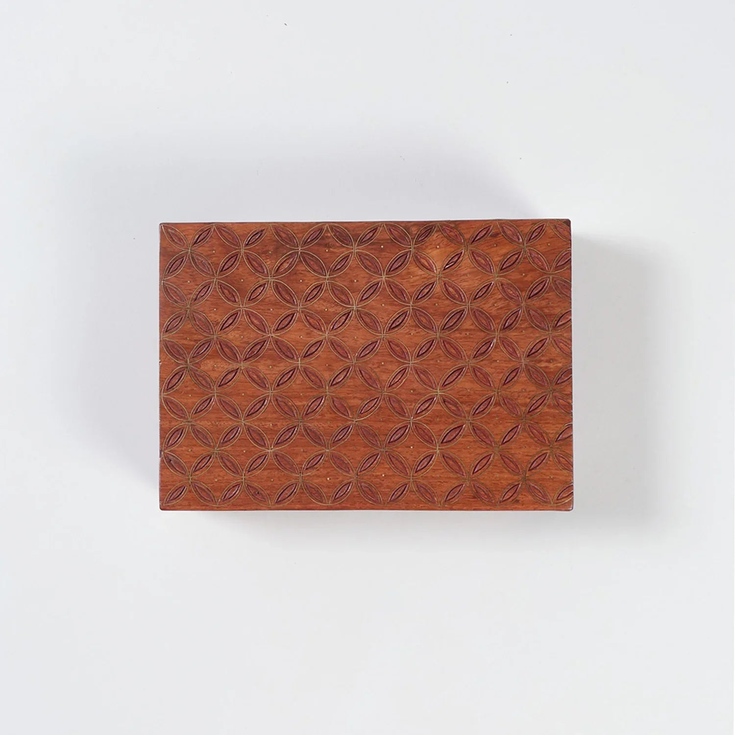 Geometric Brass Inlay Woden Box