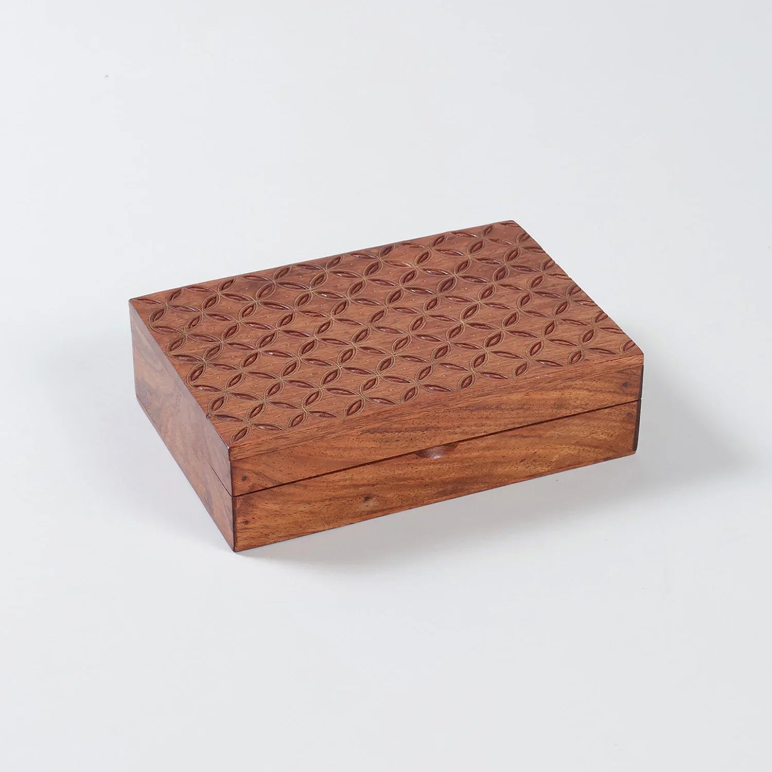 Geometric Brass Inlay Woden Box