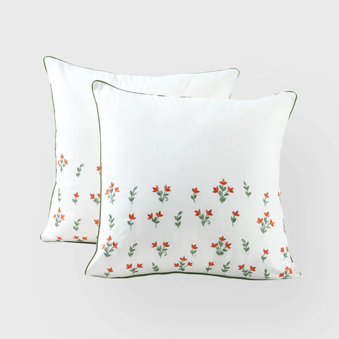Flower Buti Hand Embroidered Cushion Cover Set of 2 - Eyaas