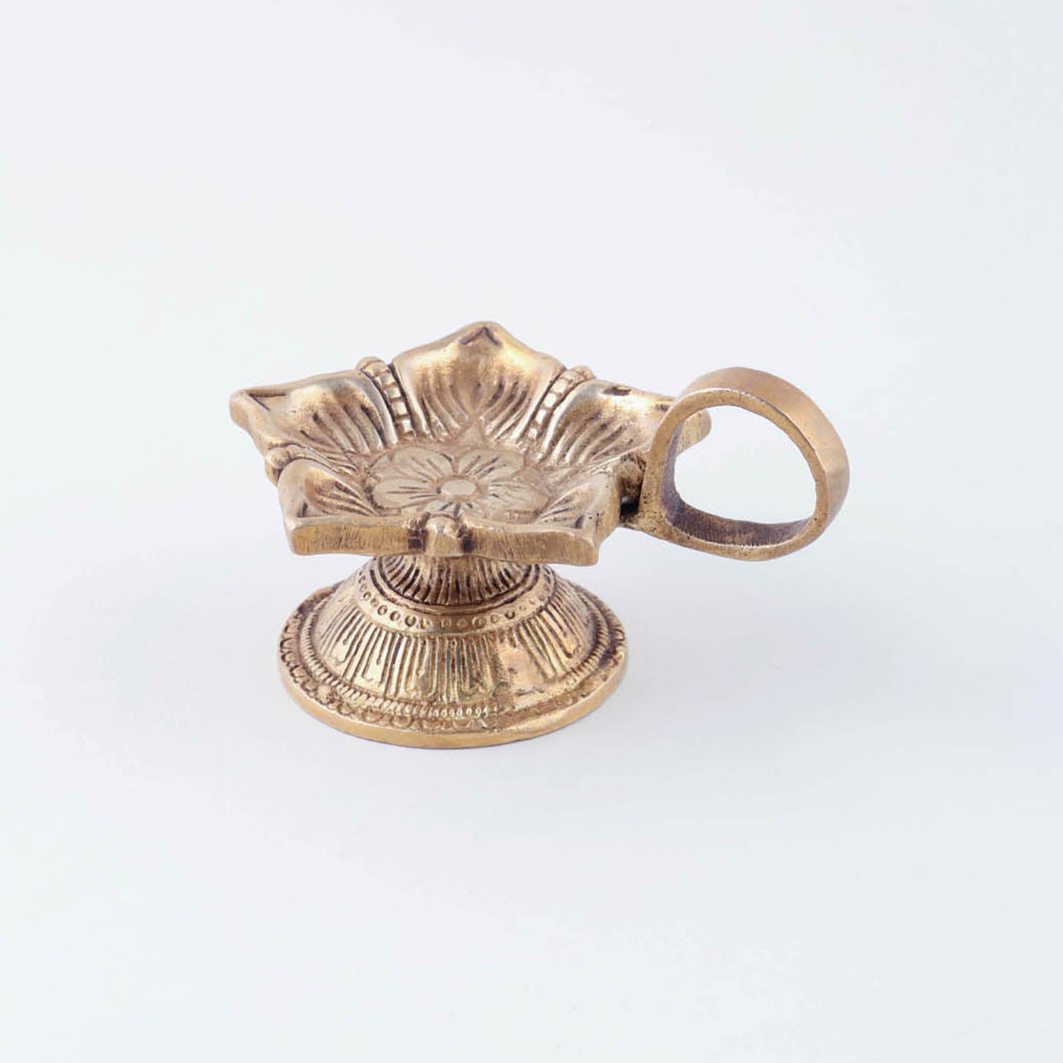 Brass Panchmukhi Floral Diya/Deepak for Pooja